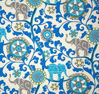 RSH DECOR: Lumbar Throw Pillows Set of 4 | 20” x 12" | All-Weather Spun Fabric | Water and Fade-Resistant | Outdoor Support Pillows for Patio Furniture | Blue Elephant Bohemian