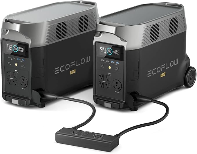 EF ECOFLOW 240V/7200Wh, 7200W Home Battery Backup: 2 DELTA Pro with Double Voltage Hub, Lifepo4 Power Station, Electricity Generator for Home Use, Blackout, Emergency