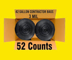Contractor Heavy Duty Trash Bags 42 Gallon | 52 Count | 3 MIL | 32.8" X 46" | Large Black Flap Tie Construction Garbage Bags for Business Home Commercial, Industrial, Storage, Outdoor