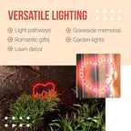PENDAR'S SIGNS Pink Heart Shaped Solar Outdoor Lights - Solar Decorative Lamps with Stakes for Garden, Yard, Path, or Grave - Landscape Light Decor - Set of 2