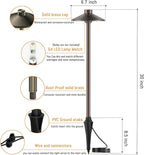 ZONEGRACE 4 Pack Solid Brass Low Voltage Pathway Lights,Outdoor Wired LED Landscape Path Lights,AC/DC 12V Bronze Pathway Lighting for Walkway Garden Yard,UL Listed Cord,Without Replacement Bulbs