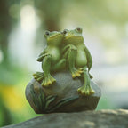 Resin Frog Garden Statue, Green Frog Figure for Outdoor Decor Yard and Garden Decoration Resin Sculpture (Style 1)