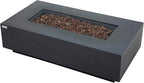 AMS Creations | Madison 60" Rectangular Propane Gas Outdoor Fire Pit Table | Dark Gray Concrete GFRC | Smooth Texture or Surface | Electronic Ignition | Outside Backyard Fireplace