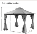 LAUSAINT HOME Outdoor Patio Gazebo 10'x10' with Expansion Bolts, Heavy Duty Gazebos Shelter Party Tent with Double Roofs, Mosquito Nettings and Privacy Screens for Backyard, Garden, Lawn, Smoke Grey