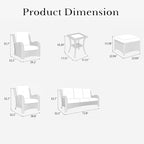 LayinSun 9-Piece Outdoor Patio Furniture Set - Rattan Wicker Sectional Swivel Rocker Chairs with Ottomans, Single Chairs and Coffee Table