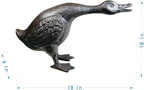 Vintage Cast Iron Goose Statue (18" Tall) - Handcrafted Feather Details, Realistic Garden Lawn Decor, Heavy Duty Outdoor Sculpture HC3267