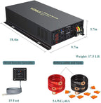 WZRELB 4000W 12VDC 120VAC Pure Sine Wave Power Inverter, 2 AC Outlets, Wired Remote Control, RV (RBP-400012WR)