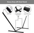 SUNCREAT Patio Portable Hammock with Stand, Outdoor Double Hammock with Stand Included, Gray Green Drops