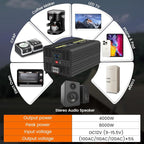 4000W Pure Sine Wave Power Inverter 12V DC to 120V AC 60HZ with LCD Display, USB Port, Wireless Remote Control（10M）, Solar, Outdoor