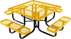 COATEDOUTDOORFURNITURE Heavy-Duty Portable Outdoor Kids Table with Umbrella Hole, Expanded Metal Kids Picnic Table, Commercial-Grade, Made in America (46 in, Square, Childrens, Yellow)