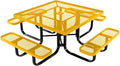 COATEDOUTDOORFURNITURE Heavy-Duty Portable Outdoor Kids Table with Umbrella Hole, Expanded Metal Kids Picnic Table, Commercial-Grade, Made in America (46 in, Square, Childrens, Textured Yellow)