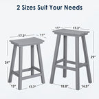 nalone 29 Inch Outdoor Bar Stools Set of 2, HDPE Bar Chairs with Footrest, Weather Resistant Barstools Outside Counter Height Stools for Yard, Balcony (Grey, 29'' Barstools Set of 2)