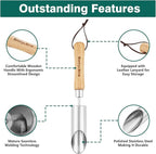 Berry&Bird Bulb Planter Tool, 12" Garden Bulb Transplanter Tool, Stainless Steel Manual Hole Digger with Wooden Handle, Transplanting Agricultural Dibble Tool for Seed Planting & Flower Planter