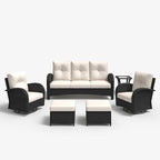 LayinSun 6 Pieces Outdoor Patio Furniture Set, Rattan Wicker Sectional Swivel Rocker Chairs Sets