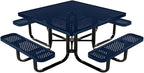 COATEDOUTDOORFURNITURE Heavy-Duty Portable Outdoor Kids Table with Umbrella Hole, Punched Steel Kids Picnic Table, Commercial-Grade, Made in America (46 in, Square, Childrens, Textured Dark Blue)