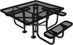 COATEDOUTDOORFURNITURE Heavy-Duty Portable ADA-Compliant Outdoor Picnic Table with Umbrella Hole, Expanded Metal Patio Dining Furniture Made in America (46" Square Top, Black)
