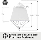 14ft Two Person Outdoor Hammock, Portable Camping with Folding Steel Spreader Bar, Carrying Bag, Carabiners, Tree Straps, Pillow & Sidebag, Quick Dry Textilene, 550 lbs Capacity (Ivory)
