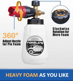 TOOLCY Foam Cannon Kit with Pressure Washer Gun 5000 PSI, 5 Nozzle Tips, 1/4" Quick Connector, 1L Bottle, Quick Release, Industrial Grade