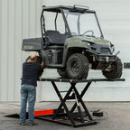 Black Widow Air Over Hydraulic UTV ATV Lift Table 2,500 lb. Maximum Capacity 60" Wide with Side Extensions