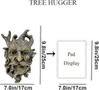 Mustache Tree Face Sculpture, Funny Mustache Old Man Tree Hugger Statue, Indoor & Outdoor Creative Props for Garden and Home,9" x 7" x 2.4"