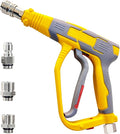 Short Pressure Washer Gun, High Power Washer Gun with 1/4 Inch Quick Connect, 3/8'' Quick Connect, M22-14mm and M22-15mm Fittings, 5000 PSI
