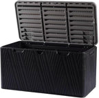 Kingdura 110 Gallon Outdoor Storage Box, Waterproof Resin Deck Box for Indoor and Outdoor Use, Lockable Storage Container for Patio Furniture Cushions Garden Tools (Black, 110 Gallon)