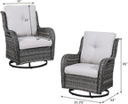 HUMMUH 7pcs Patio Furniture Set Swivel Rocker Patio Chairs,PE Wicker Outdoor Sofa Set of 2 with Coffee Table and Ottomans(Grey,Grey)