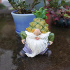 Purple Star Mini Pineapple Gnome Fairy Garden Gnome Miniature Figurines for Fairy Garden Accessories Outdoor Small Resin Gnomes Statue Decor for Plant Pot Decorations Green