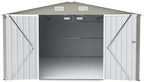10x14 FT Outdoor Metal Storage Shed with Lockable Door, Steel Garden Utility Shed with Vents, Backyard Patio Tool Shed for Lawn Equipment, Bike, Firewood and Mower Storage, Light Gray