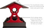 JCS Wildlife Medium Poly Fly-Thru Bird Feeder w/Removable Seed Tray - Holds 4 Cups of Bird Seed to Attract Cardinals, Chickadees, and More Backyard Birds (Gray and Red)