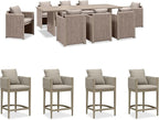 PURPLE LEAF 9-Piece Outdoor Patio Dining Set Modern Large Weather-Resistant Table and Aluminum Chairs Olefin Fabric Cushions for Family Dinners and Indoor Kitchen Decor Beige