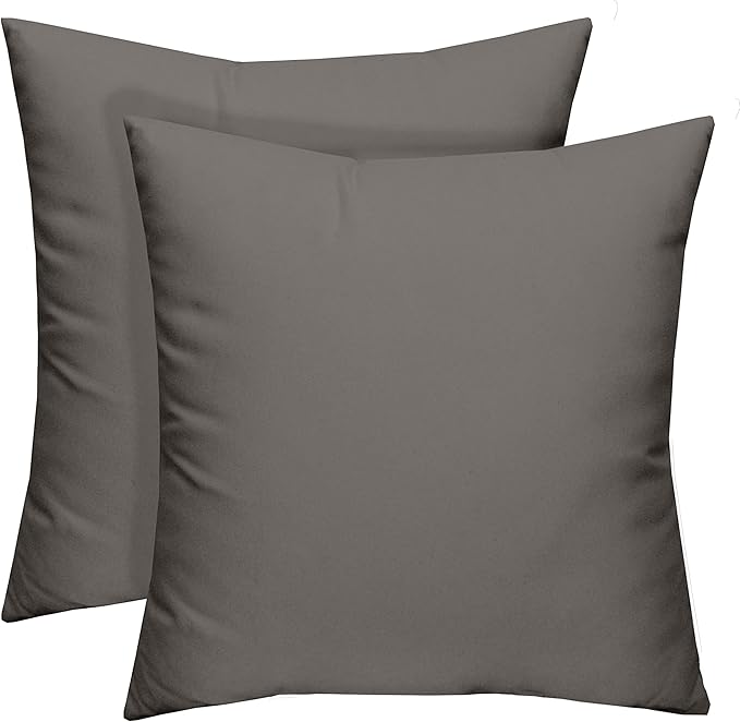 RSH DECOR: Square Throw Pillows Set of 2 | 24” x 24” | All-Weather Spun Fabric | Water and Fade-Resistant | Outdoor Accent Pillows for Patio Furniture | Charcoal Grey (Gray)