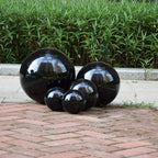14 inch Diameter Black Gazing Ball,Black Stainless Steel Polished Reflective Smooth Garden Sphere Globe Mirror,Colorful and Shiny Addition to Any Garden or Home