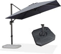 PURPLE LEAF 9 Feet Patio Umbrella with Base Outdoor Cantilever Square Umbrella Aluminum Offset Umbrella with 360-degree Rotation for Garden Deck Pool Patio, Grey
