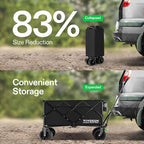 VIVOSUN Collapsible Folding Wagon, Outdoor Utility with Silent All-Terrain Wide Wheels, Adjustable Handle, Cup Holders & Side Pockets, for Camping, Beach, Shopping, Garden, Sports, Picnic, Black