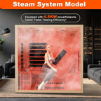 Dual System Sauna, Wooden Steam Room with Recliner or 1 Person Indoor Infrared Home Sauna, Indoor Saunas for Home with 220V, 4.5W Steam Sauna Heater, 7 Infrared Heaters, (Hemlock)