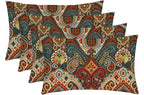 RSH Décor: Set of 4 Lumbar Throw Pillows | Indoor/Outdoor All Weather Polyester Fabric | Decorative Accent Cushions for Patio Furniture | Reversible | 20” x 12" | Bohemian Retro Paisley