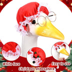 Mrs. Claus Porch Goose Outfits Christmas Lawn Goose Clothes Fits 23" Cement Plastic Goose Statue for Christmas Outdoor Garden Yard Patio Statue Art Decoration