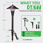 Outdoor Pathway Lights Wired 12V, 2700K/3000K/3500K/4000K/5000K Selectable Landscape Path Light LED, Waterproof Walkway Fixture Mushroom, ORB Aluminum for All Weather Garden Yard (8 Pack)
