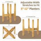 LASZOLA Bamboo Adjustable Plant Stand for Single Large Indoor Planters, Heavy Duty Floor Fern Holder Fits 8 to 12 Inch Pots, Mid Century Elevated Big Stool for Flower– Pot Not Included, Walnut, 2 Pack