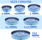 Foldable Dog Pool, Portable Pet Bath Tub and Kiddie Swimming Pool, Collapsible Bathtub for Puppies, Small, Medium and Large Dogs, Cats and Kids, 97 x 12 in, Blue