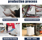 FIBC Bulk Bag - 2650 lbs Capacity, 39x39x39 inches, Polypropylene (PP), Open Top, White, Rectangular, Reusable, 5-Pack