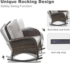 HUMMUH Patio Furniture 7-Piece Outdoor Conversation Set,All-Weather PE Wicker Loveseat Swivel and Rocking Chairs,Tables for Backyard,Poolside,Deck