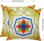 Pyonic Outdoor Pillows Waterproof Throw Pillow Covers Set of 4 Floral Printed and Boho Farmhouse Outdoor Pillow Covers for Patio Funiture Garden 18x18 Inch