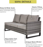 HUMMUH 8 Piece Patio Furniture with Fire Pit,PE Wicker Outdoor Conversation Sets-6-Seater Sofa,Patio Swivel Chairs Outdoor Chairs, Propane Fire Pit,Side Table for Porch,Garden,Backyard