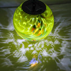 Solar Hanging Lanterns Outdoor Solar Glaze Glass Lantern Gazing Ball Globe Hanging Outdoor Lights for Garden Yard Home Decoration Yellow