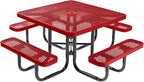 COATEDOUTDOORFURNITURE Heavy-Duty Portable Outdoor Picnic Table with Umbrella Hole, Expanded Metal Commercial-Grade Patio Dining Furniture Made in America (46" Square Top, Textured Red)
