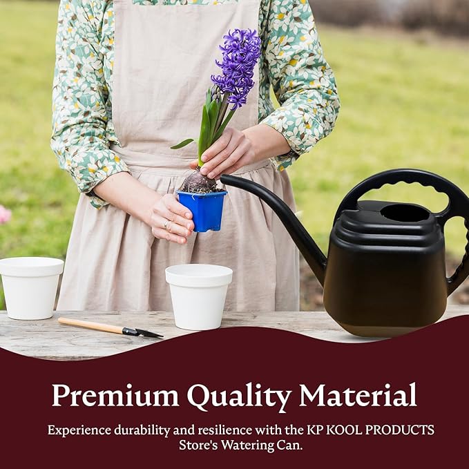 KP KOOL PRODUCTS 2 Liter Black Watering Can – Durable Plastic Indoor & Outdoor Plant Waterer – Lightweight Garden Tool with Easy Pour Spout – Perfect for Flowers, Herbs, and Houseplants – 1 Pack
