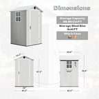 Devoko 4x4 FT Outdoor Shed, Compact & Secure Plastic Resin Storage with Lockable Door, Features Built-in Floor & Window for All-Weather Garden, Patio, and Poolside Organization, Light Gray