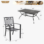 Sophia & William Patio Dining Set Metal Outdoor Table and Chairs Furniture Set 7 Piece, Large 60.2" Dining Table with Umbrella Hole and 6 Backyard Garden Chairs Support 300LBS for Deck, Lawn, Garden